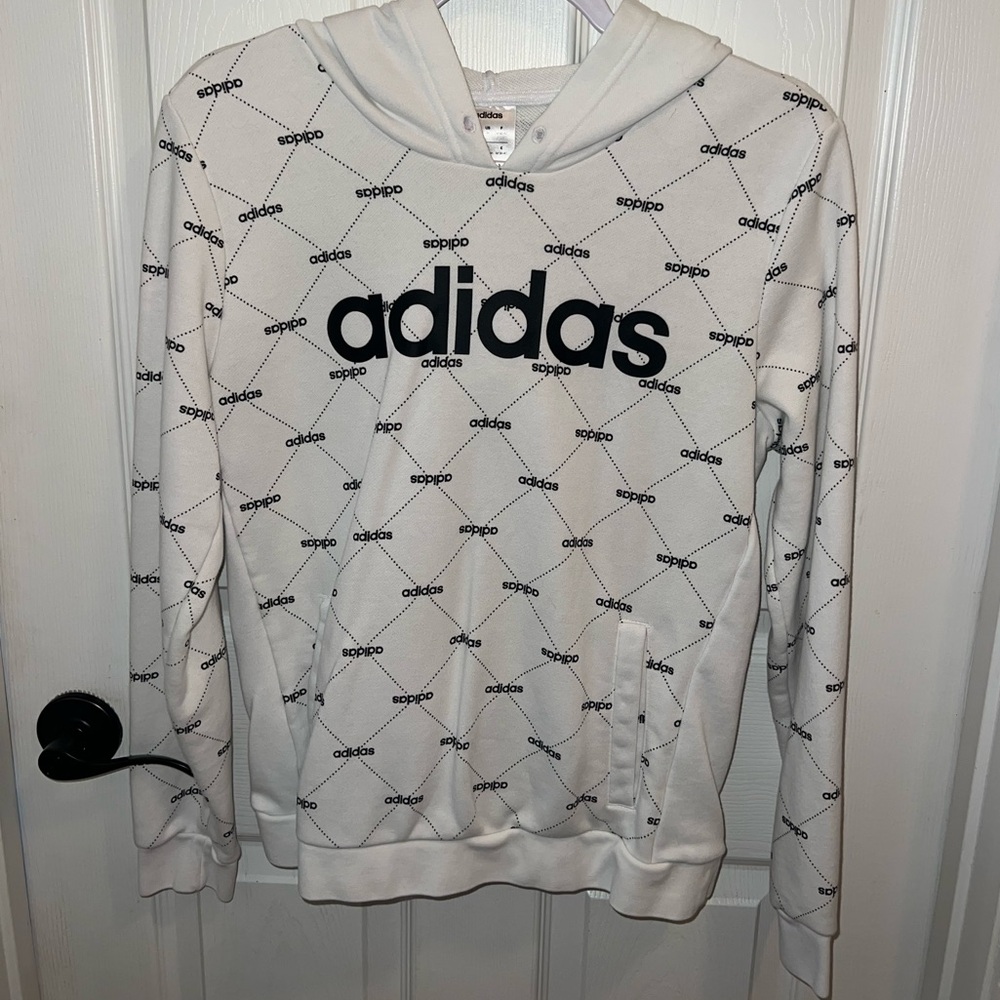 Adidas Women's Patterned White Hoodie